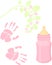 Little lady baby shower related items collection. Newborn set. Baby girl elements, handprint, baby nursing bottle
