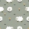 Little lamb / sheep pattern - funny hand drawn doodle, seamless pattern.