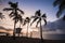 Little lifeguard cottage between palm trees