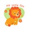 Little Lion Vector Illustration. Babies Theme Cartoon Vector. Cute Picture For Kids.