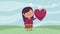 little lover girl with heart character animation