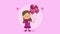 little lover girl with hearts and balloons helium animation