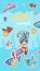 Little Mermaid Kawaii Sticker Cartoon Template