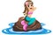 Little Mermaid sitting Rock Sea