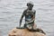 Little mermaid statue in Copenhagen. Landmark tourist attraction Denmark