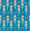 Little mermaids seamless pattern. Underwater world children\\\'s background.