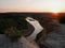 Little Missouri River seen from Riverbend Overlook at sunset. Theodore Roosevelt National Park, North Dakota, USA.