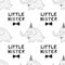 Little Mister - nursery birthday seamless pattern with elephant and lettering in scandinavian style