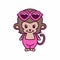 Little monkeys wear love glasses, Cute monkey, monkey pink mascot cartoon.
