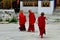 Little monks in the courtyard of the Gangtey monastery in Bhutan