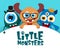 Little monsters vector background template. Little monsters text in empty white space for message