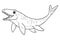 Little Mosasaurus Cartoon Illustration BW