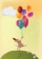Little mouse and balloons. Cartoon