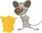 Little mouse and cheese cartoon