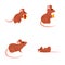 Little mouse icons set cartoon vector. Mouse with piece of cheese and present