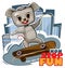 Little Mouse on skateboard. Cartoon style. Childrens urban sports non stop. Cute baby skater rides on board on asphalt