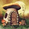 Little mushroom house with a lantern