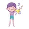 Little musician boy playing music with trumpet cartoon