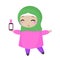 Little Muslim woman with phone
