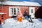 Little norwegian girl with an ice floe in hand