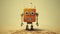 Little Orange Robot In Dust: A Playful Caricature With Retro Filters And Chromepunk Style