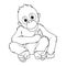 Little Orangutan Cartoon Animal Illustration BW