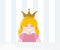 Little pampered blond princess with golden crown