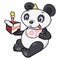 Little panda eating birthday cake