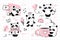 Little panda - small clipart set. collections of illustrations with cute panda character in various poses - hugging cup of coffee