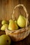 Little pears in a wicker basket