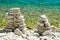 Little pebble towers on the Papas beach
