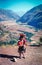 Little peruvian girl at the sacred valley near Cuzco, Peru