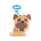 Little Pet Pug Dog Puppy With Collar Dreaming Of A Bone Emoji Cartoon Illustration