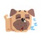 Little Pet Pug Dog Puppy With Collar Sleeping Emoji Cartoon Illustration