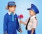 Little pilot and stewardess