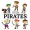 Little pirates funny cartoon characters flat set