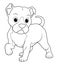 Little Pitbull Dog Cartoon Animal Illustration BW