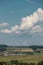 Little plane approaching and the green german countryside