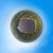 Little planet 360 degree sphere. Panorama of aerial view of solar panels or solar cells on the roof in farm. Power plant with