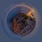 Little planet view of Stunning panorama of Quiberon in France at sunset