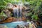 Little pool with a waterfall and hot thermal water