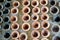 Little Pottery Cup. Orderly, Red brown. On the wood table.