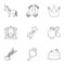 Little princess equipment icons set, outline style