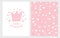 Little Princess. Hand Drawn Baby Shower Vector Illustration Set. Light Pink Design. Starry Pink Pattern.