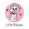 Little Princess Vector poster with cute cat with bow and crown.