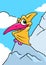 Little pterodactyl sitting rock mountain illustration cartoon