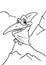 Little pterodactyl sitting rock mountain illustration cartoon coloring