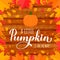 Little Pumpkin is on the way calligraphy lettering on fall wooden background. Autumn baby shower decorations. Vector