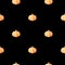 Little pumpkins seamless pattern. Watercolor illustration. Isolated on a black background.