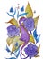 Little purple dragon sitting in flowers
